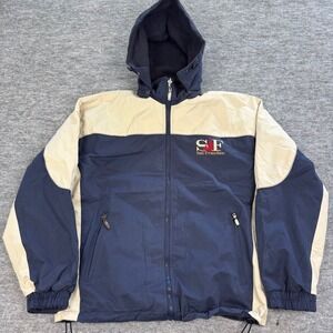 Gogo Sports San Francisco Reversible Windbreaker Fleece Jacket Navy Tan
